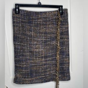 FINAL SALE Halogen Fringe Tweed Lined Pencil Skirt